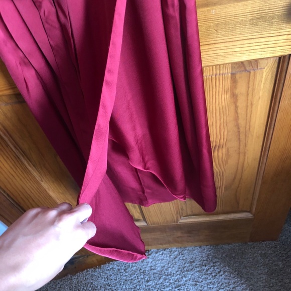 Silky rust color front plunge open back wrap dress - Picture 7 of 7